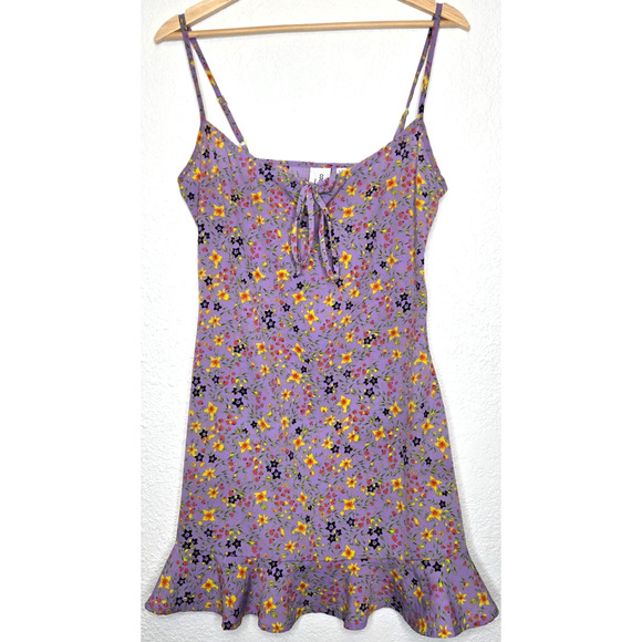 Collusion Dress Womens 4 Purple Floral Mini Babydoll Slip Ruffle Lightweight - Picture 1 of 8